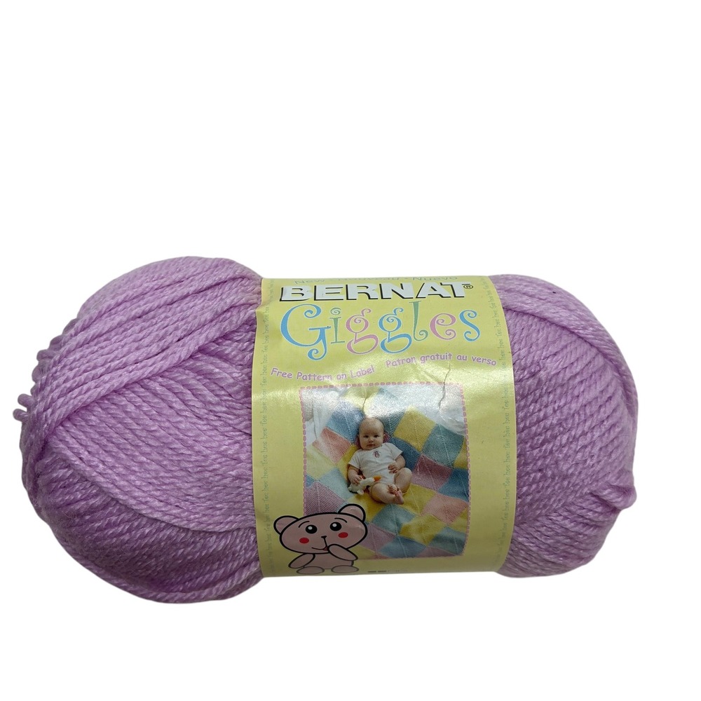 Bernat Giggles Yarn Skein Laughing Lavender Medium 4 Acrylic Nylon 3.5oz 185yds